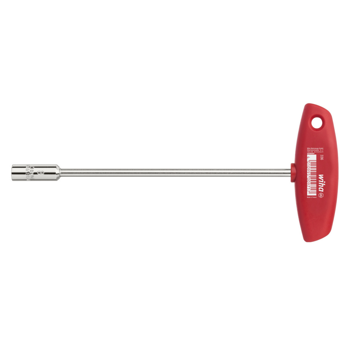 Nickle-Plated Hexagon Nut Driver with T-handle 8,0 x 125mm 00971