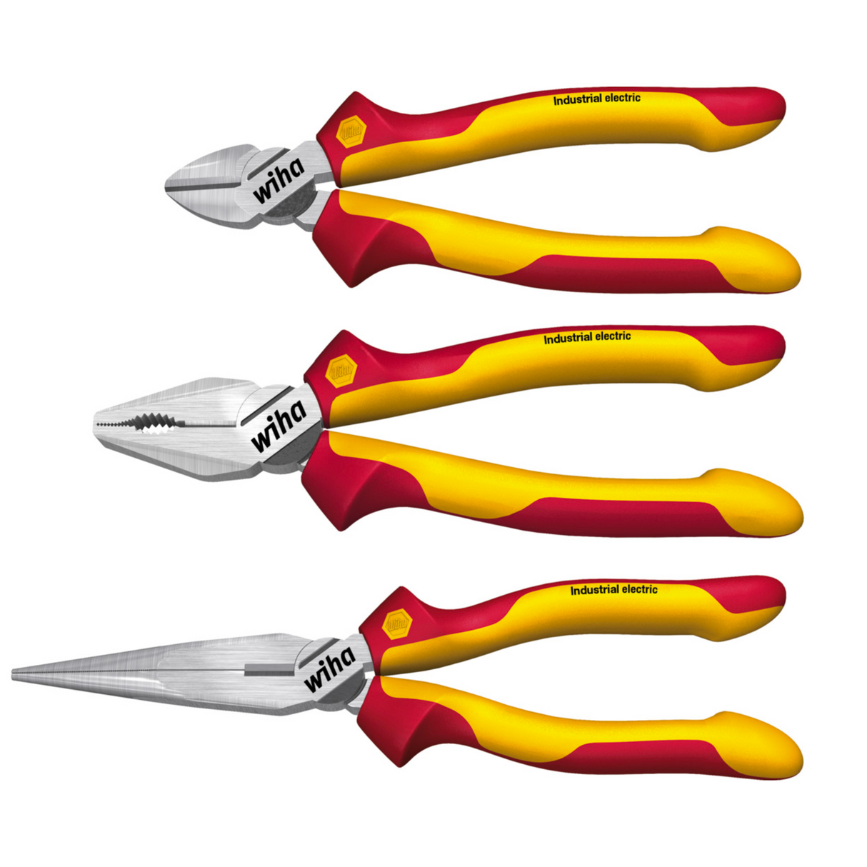 Industrial Pliers Set - Diagonal, Long Nose and Combination Pliers 38637