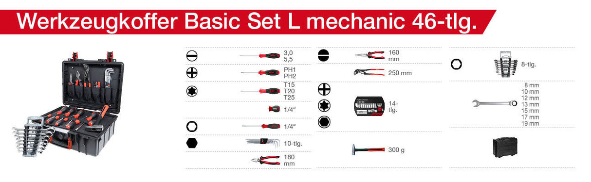 Wiha Mechanical Basic 46 Piece Tool Case Set 45256